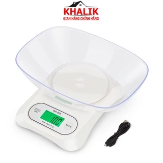 Cân điện tử nhà bếp 12kg 5kg KHALIK WH-B26 có kèm tô đựng và dùng pin sạc lại độ chính xác cao - Fullbox