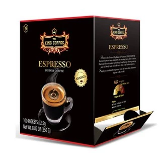 Cà phê hòa tan đen( Không đường sữa) Espresso Hộp 100 gói King Coffee