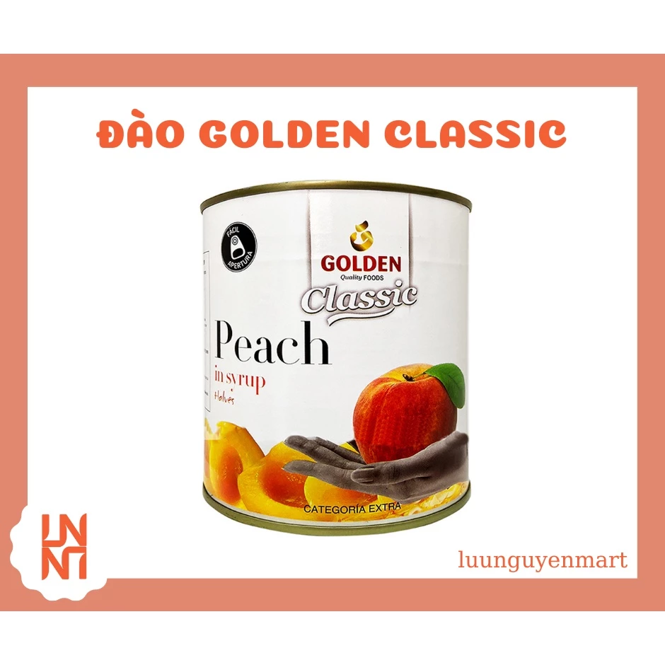 Đào Lon Ngâm Golden Classic Dai Giòn Sựt Sựt 820gr