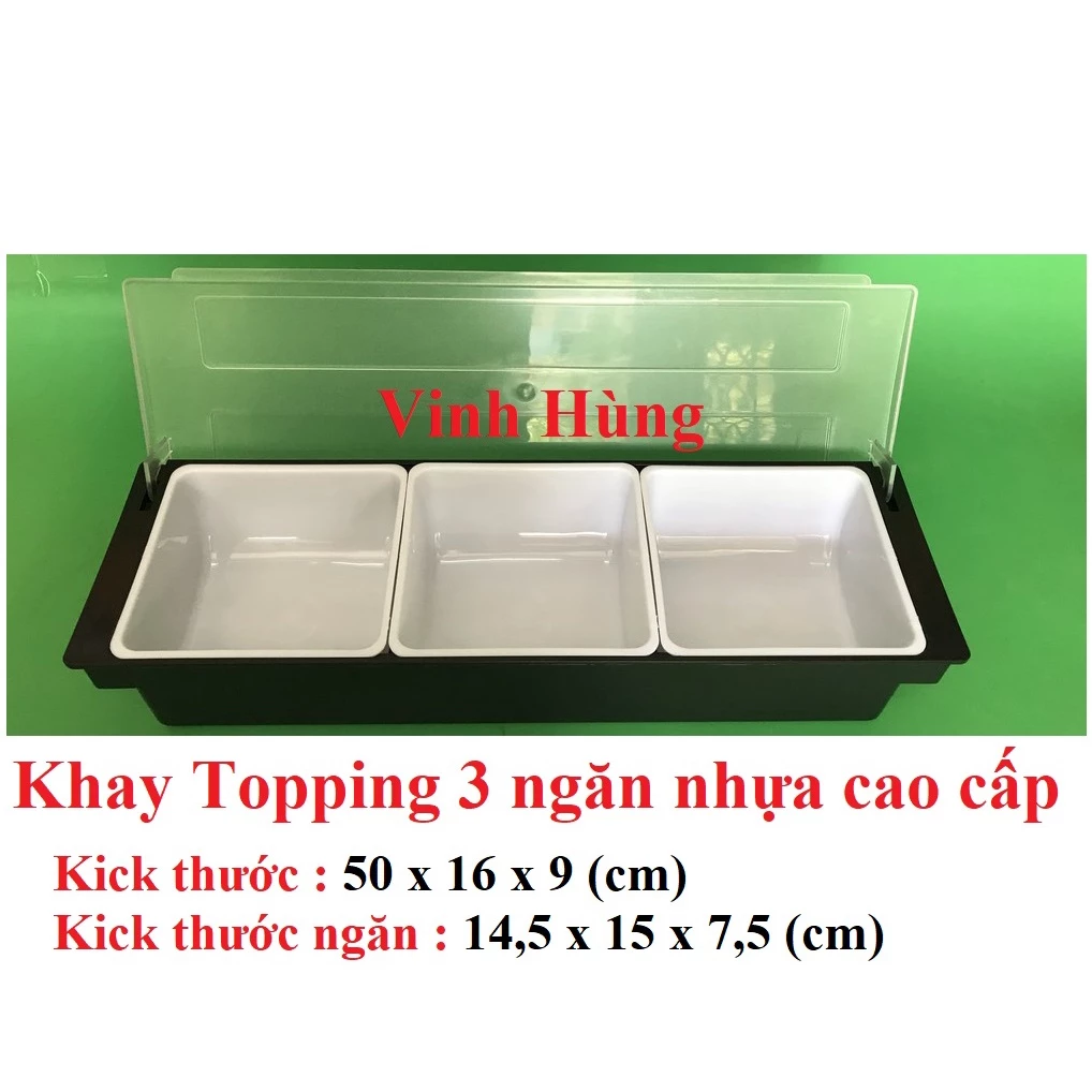 Khay nhựa đựng topping, đựng thạch 3 ngăn