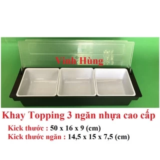 Khay nhựa đựng topping, đựng thạch 3 ngăn