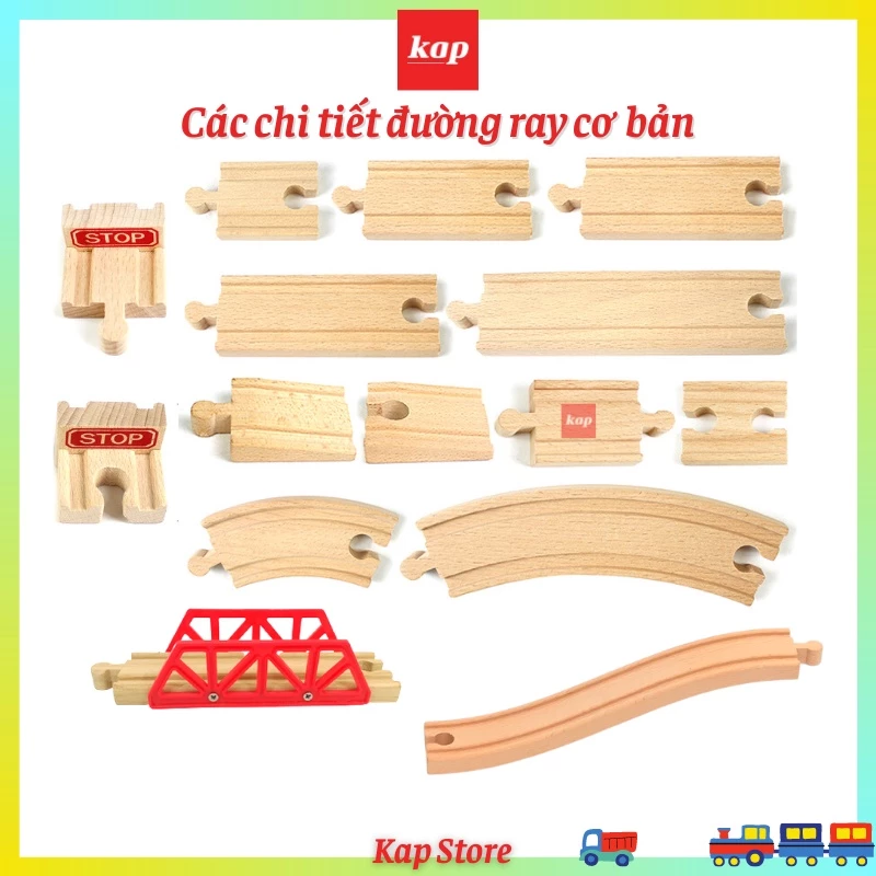 Chi tiết đường ray gỗ mở rộng - kết nối các mô hình cũ Đường ray xe lửa gỗ