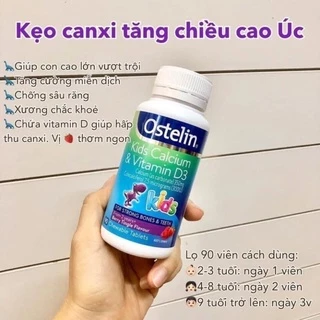 Ostelin Canxi Vitamin D3 viên nhai khủng long dành cho bé từ 2 tuổi - 90 Viên kẹo ngậm