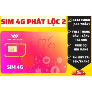 Siêu sim 4G Vietnamobile Phát Lộc 2 free data, gọi nội mạng, liên mạng 60k