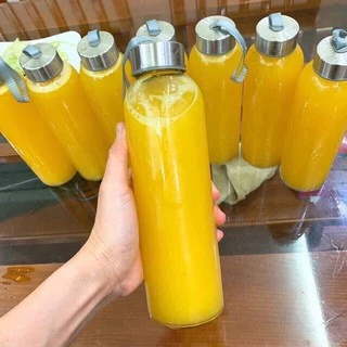 Bình Detox Thủy Tinh 500ml - Chai Đựng Nước Thủy Tinh Có Quai Xách