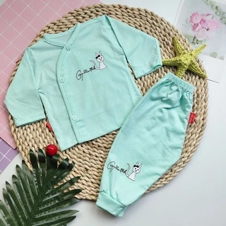 Bộ sơ sinh dài tay vạt chéo cotton đẹp