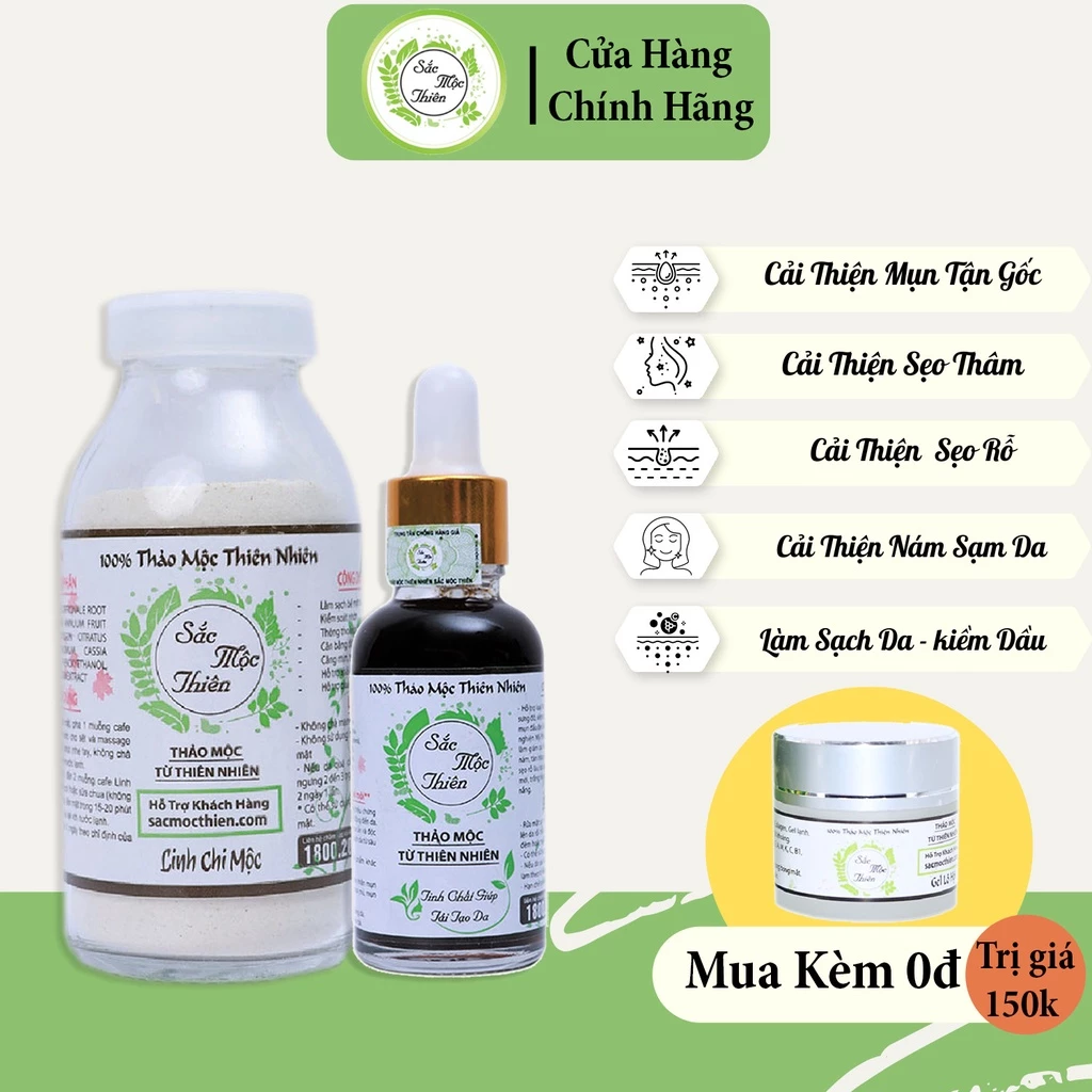 Combo Cơ Bản Cải Thiện Mụn Sắc Mộc Thiên 30ml + 100gr