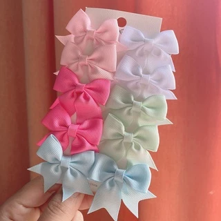 10 Cái / bộ Ngọt Ngào Trẻ Em Phụ Kiện Tóc Grosgrain Ruy Băng MiNi Tóc Nơ Có Kẹp Cho Bé Gái Kẹp Tóc Boutique Barrettes Mũ Nón