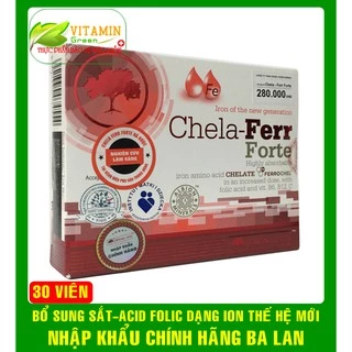 CHELA-FERR FORTE SẮT HỮU CƠ, ACID FOLIC CHO PHỤ NỮ TRƯỚC TRONG VÀ SAU SINH | NHẬP KHẨU CHÍNH HÃNG BA LAN