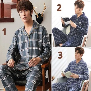 {ẢNH THẬT} Đồ bộ PIJAMA NAM dài tay họa tiết Caro nam tính, chất Cotton 100% thông thoáng mùa hè - 9986