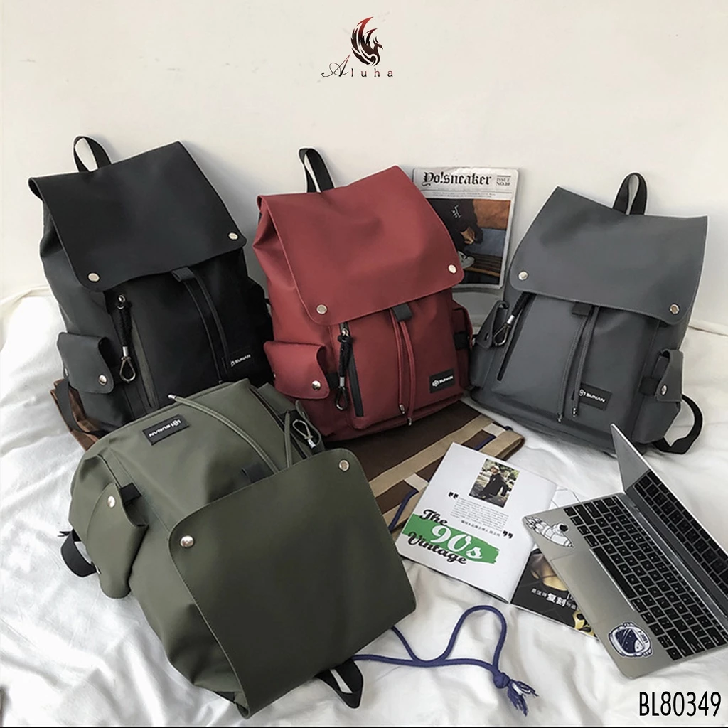 Balo Unisex Hàn Quốc, chất liệu da PU chống nước, đựng được laptop dễ phối đồ đi học đi chơi - BL80349 - Aluha