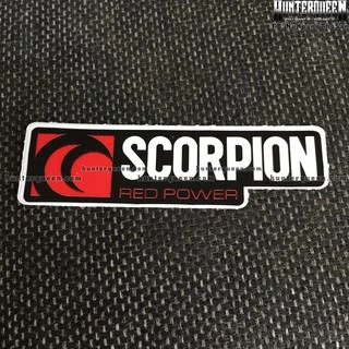 Scorpion[8.8x2.5cm] decal cao cấp chống nước, sắc nét, bền màu, dính chặt. Hình dán logo trang trí mọi nơi