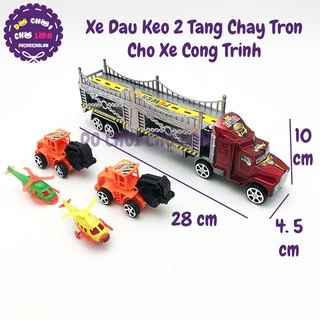 Đồ chơi xe tải đầu kéo 2 tầng chở xe CÔNG TRÌNH bằng nhựa chạy trớn 809-2