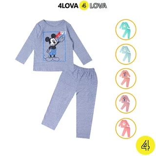 Bộ quần áo cotton thun dài tay 4LOVA họa tiết ngôi sao và mickey BT&BG-BT