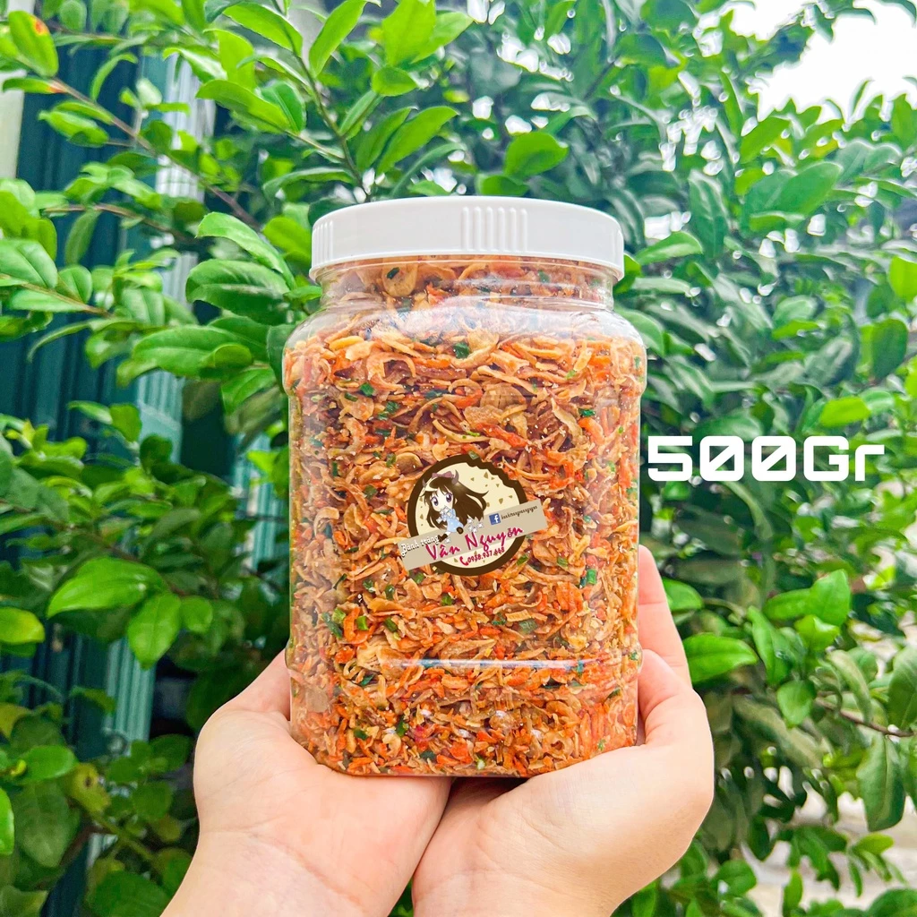 Hủ muối tôm hành phi 500GR. Bánh tráng vân nguyễn