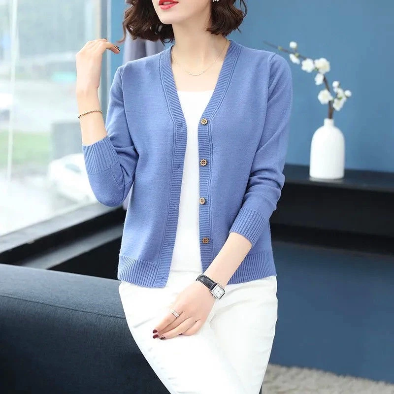 Áo Khoác Cardigan Dệt Kim Mỏng Dáng Rộng Thời Trang Xuân Thu Xuân Thu Mới Cho Nữ