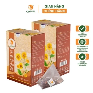 COMBO 2 HỘP Trà hoa cúc gạo lứt Quê Việt thanh nhiệt, ngủ ngon, điều hoà huyết áp (2 hộp x 600gr/hộp)