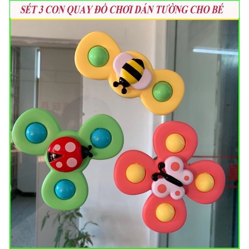 Bộ 3 ĐỒ CHƠI CON QUAY SPINNER CHONG CHÓNG DÁN TƯỜNG CHO BÉ YÊU