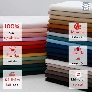 [32 MÀU] Vải linen cotton tự nhiên🍒Chuanshui🍒khổ vải 150cm, linen COTTONVILL chínhhãng cao cấp chuyên để thêu thùa chuẩn