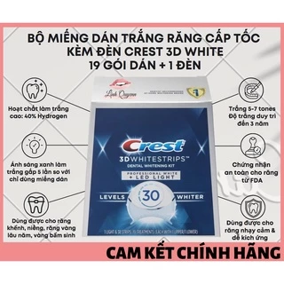 Fullbox Miếng dán răng Crest 3D Professional White + Led Light