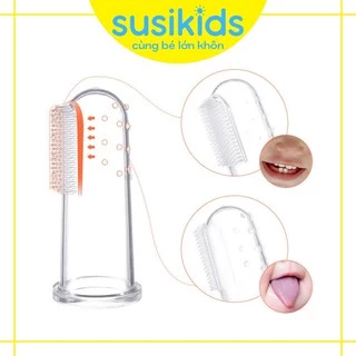 Rơ lưỡi silicon xỏ ngón chống tưa miệng dai mềm cao cấp an toàn cho bé (tặng kèm hộp) SUSIKIDS