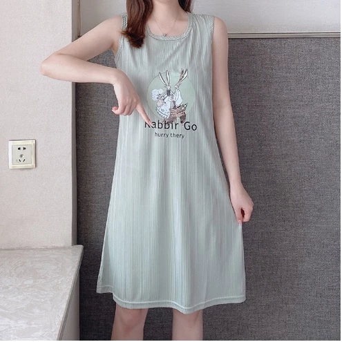 Váy ngủ có đệm ngực váy mặc ở nhà mùa hè dễ thương ngọt ngào phong cách Hàn Quốc