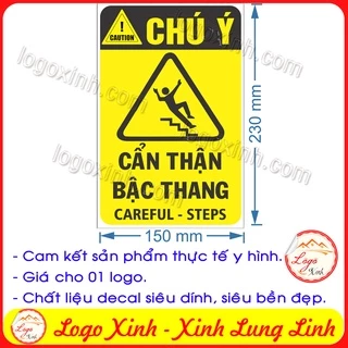 LOGO TEM STICKER CẢNH BÁO CẨN THẬN BẬC THANG, CAREFUL STEPS - BIỂN CẢNH BÁO AN TOÀN LAO ĐỘNG