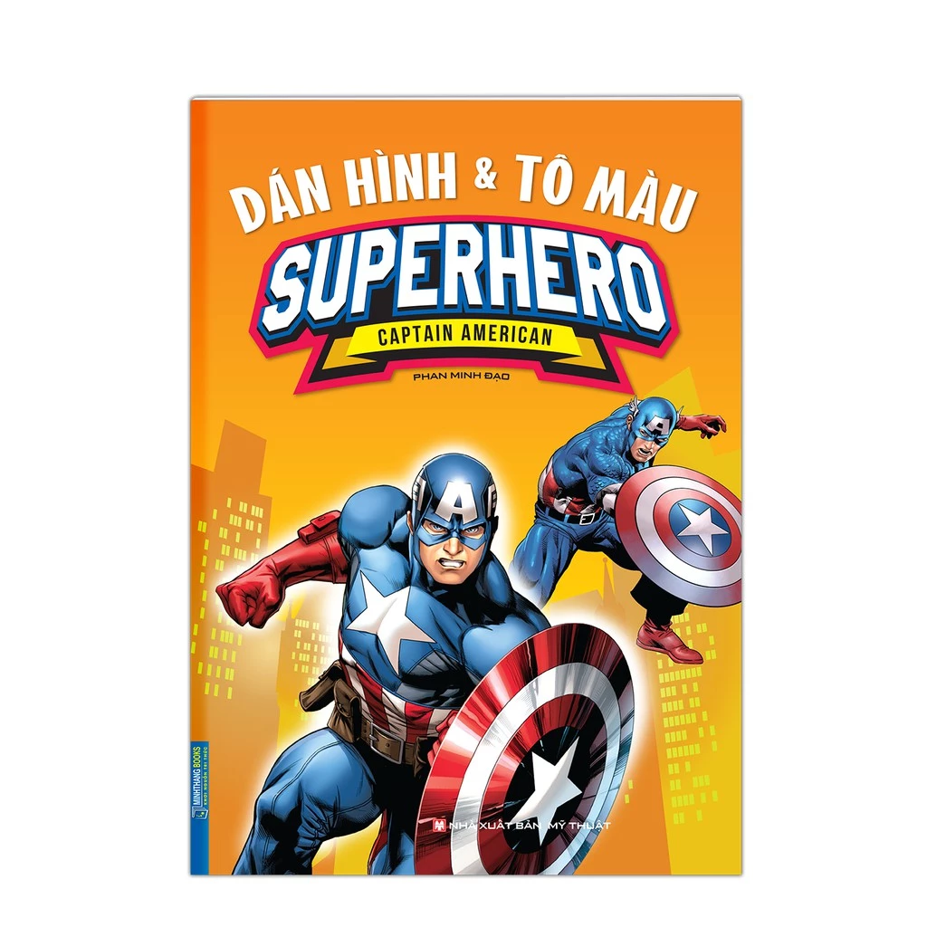 Sách - Dán hình và tô màu SUPERHERO CAPTAIN AMERICAN (bìa mềm)
