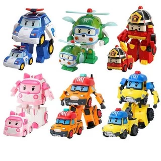 Bộ 6 xe Robocar Poli biến hình nhựa tốt quà tặng cho bé trẻ em