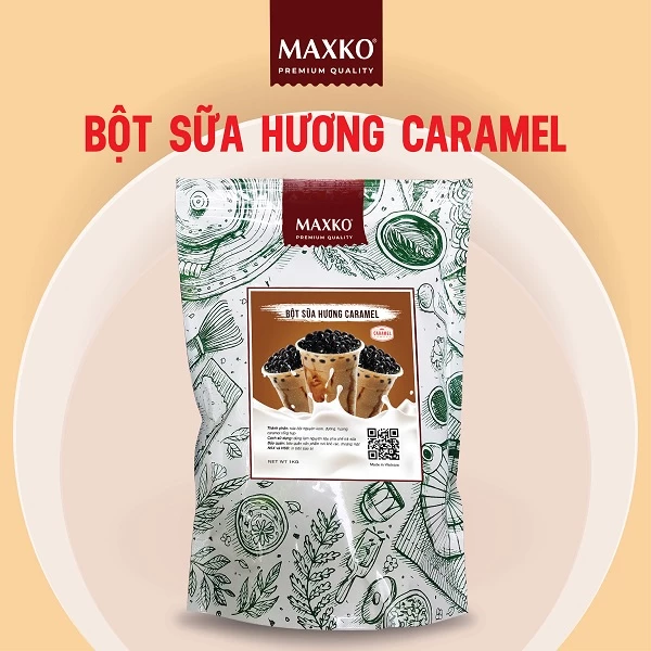 Bột Sữa Hương CARAMEL dùng pha chế trà sữa, túi 1KG