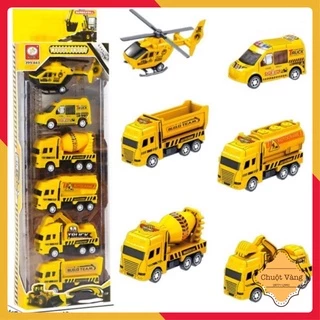 Set 6 xe ô tô mô hình chủ đề công trình, quân đội, cứu hoả