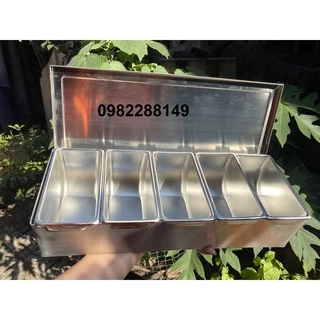 KHAY INOX ĐỰNG GIA VỊ CÓ NGĂN LIỀN (3,4,5,6 NGĂN)