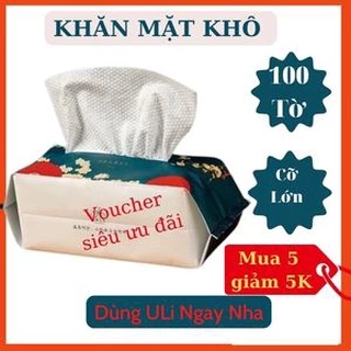 Khăn mặt khô Uli 100 tờ cỡ lớn dùng 1 lần lau khô, lau ướt, Khăn lau mặt dùng 1 lần Thế Giới Khăn