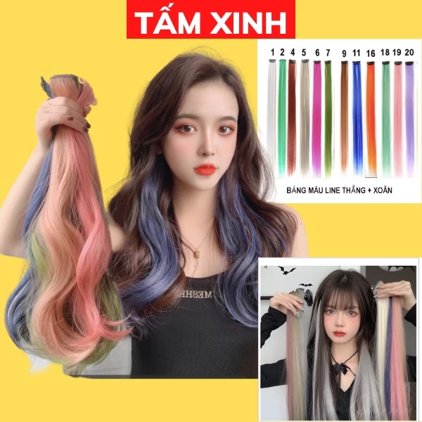 Tóc giả kẹp light tóc nhiều màu dành cho các bạn nữ đẹp, kiểu tóc light giả xoăn, thẳng hót hít