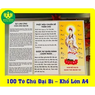 🙏Combo 100 Tờ Chú Đại Bi - Khổ Lớn A4 - Giấy Dày Dặn, Chống Thấm