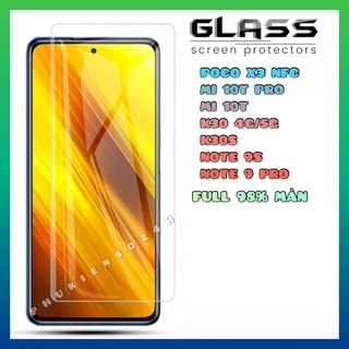 Cường lực 2.5D Không full màn cho Redmi K50 K60 k40 Poco X3 NFC Note 9s Note 9 pro K30 K30s K30 pro Mi 10T Mi 10T pro