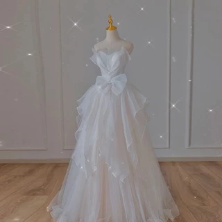 Đầm cưới kiểu Pháp thiết kế đơn giản thời trang mùa hè 2022 WN