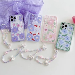Casing Oppo A76 A74 A54 A16 A73 A53 A33 2020 A15 A15S A52 A72 A92 A95 A31 4G Cute Cherry Peach Oil Painting Flowers Fine Hole Shockproof Lens Protection Clear Anti-fall Soft Phone Case 1CES 12