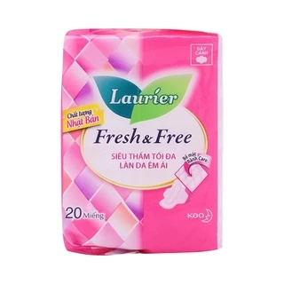 🌹 Băng Vệ Sinh Laurier Fresh & Free Dày Cánh - 20 Miếng màu Hồng