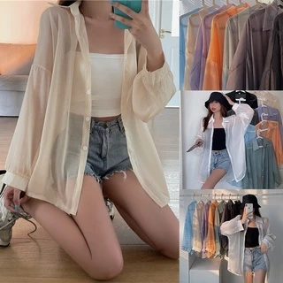 Áo Sơ Mi Voan Mỏng Xuyên Thấu Thời Trang Hàn Quốc Dành Cho Nữ áo croptop