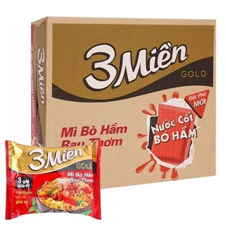 THÙNG 30 GÓI MÌ TÔM 3 MIỀN BÒ HẦM RAU THƠM