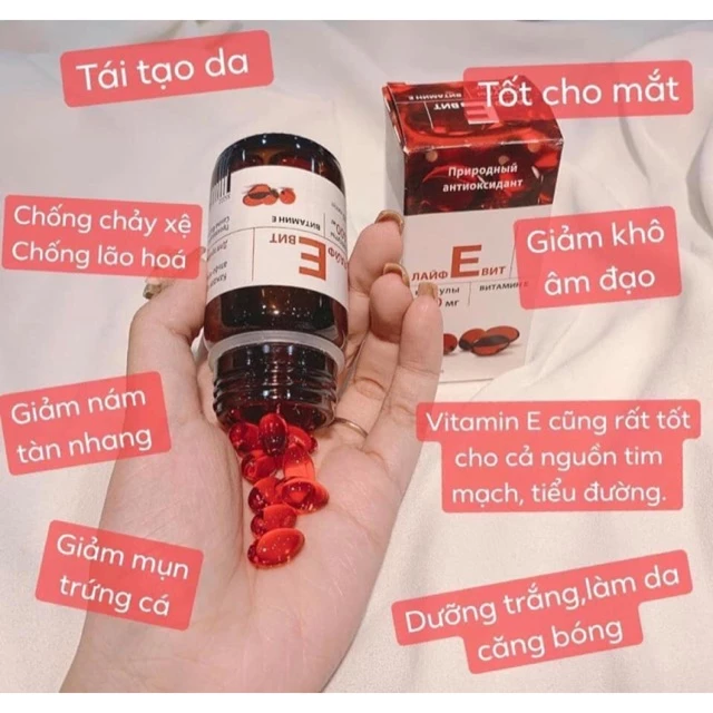 Vitamin E đỏ SANOFI của Nga uống 10 ngày da mặt tươi sáng hồng hào thấy rõ