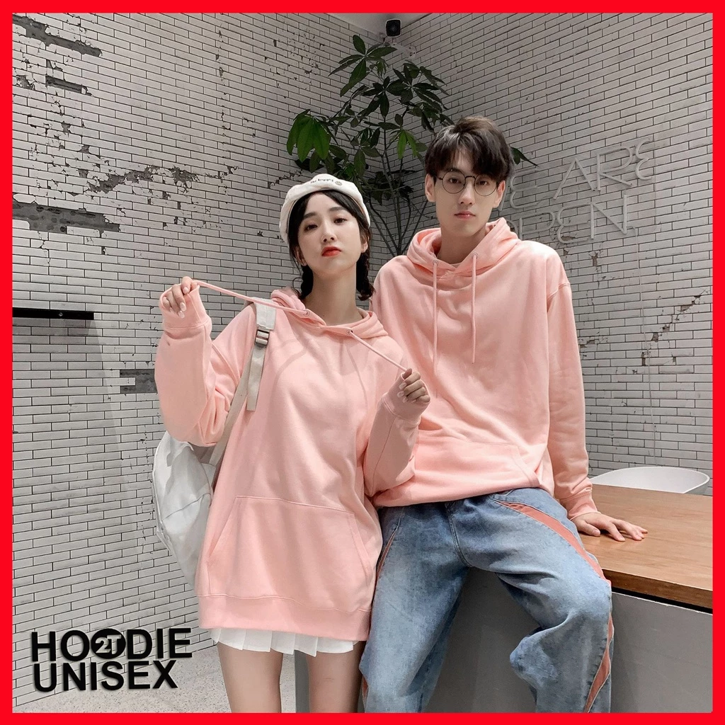 Áo hoodie unisex 2T Store H13 Cam Pastel - Áo khoác nỉ bông chui đầu nón 2 lớp dày dặn đẹp