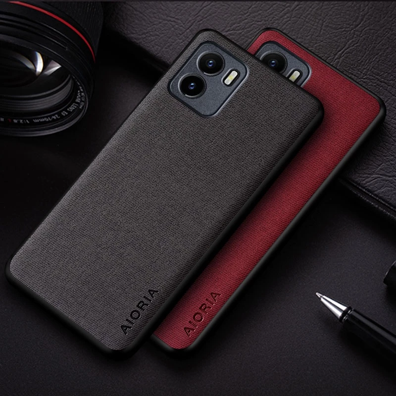 Ốp Điện Thoại Cho Vivo Y15S Y15A y01 funda Thiết Kế Đơn Giản Màu Trơn Dệt Da coque Cho y01 case