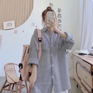 [Ảnh thật/video] Áo sơmi 2 túi ngực kẻ sọc dài tay style Hàn Quốc/ sơ mi ulzzang nhiều màu A30