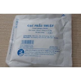 combo10 gói Gạc y tế - Phẫu thuật không dệt gói 5 miếng ( 7,5cm x 7,5cm x 6 lớp )