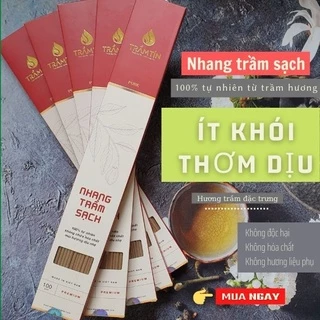 Nhang hương sạch Trầm Tín, nhang trầm sạch dòng Gold Class mùi trầm thơm dịu, thuần vị trầm, hôp 100g ~ 100 cây dài 40cm