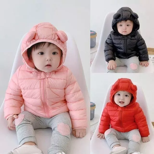 Áo phao tai gấu siêu nhẹ cho bé trai bé gái