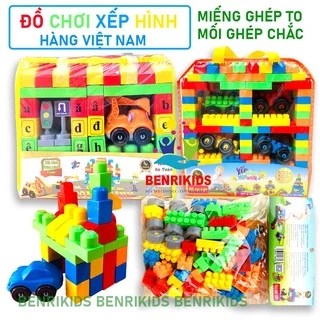 Combo Xếp Hình Nhựa Thông Minh Nhiều Chi Tiết Vijago Có Túi Đựng An Toàn Cho Trẻ