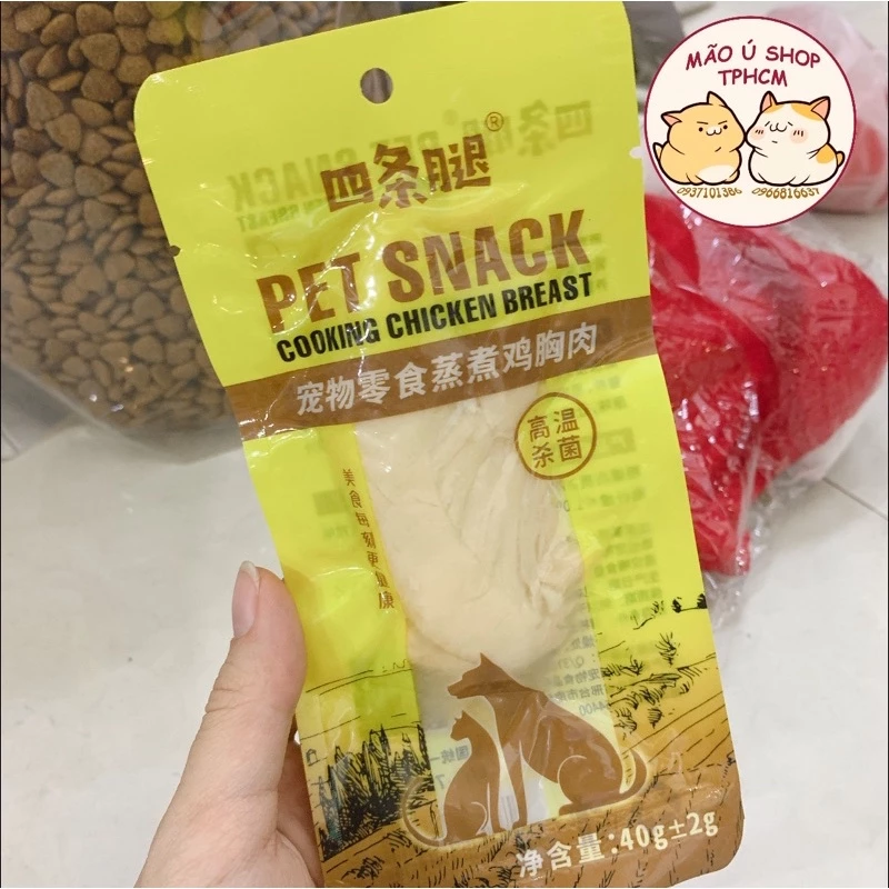 ỨC GÀ HẤP ĂN LIỀN PET SNACK CHO CHÓ MÈO-40G